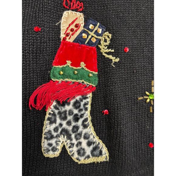 Fabulous Vintage Ugly Christmas Sweater Heirloom Collectibles Stockings Sz XL - Picture 3 of 8